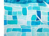 a painting of a person in a pool with a frisbee
