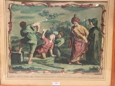 a picture of a painting of a group of people in a field