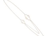 a white gold necklace with a long chain and a clasp