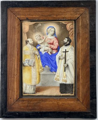 une image d'un tableau représentant une femme tenant un bébé dans ses bras