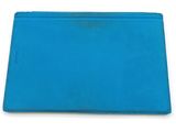a blue folder that is sitting on a white surface