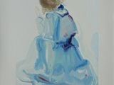 a painting of a woman sitting on a chair