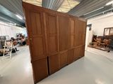 a room that has a large wooden door in it