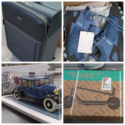 plusieurs photos différentes de valises et de bagages exposées dans un magasin