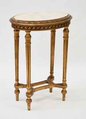 une image d'une petite table avec un plateau en marbre sur un fond blanc