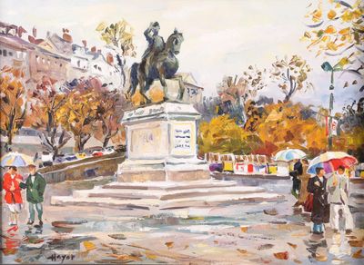 Pascal HAYOT (né en 1958) La place neuve à Genève
