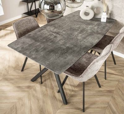 Table salle à manger forme tonneau plateau effet béton- 160x…