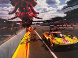 signed autographed photograph of a yellow race car and a yellow race car