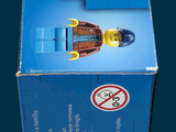 a blue box with a picture of a lego figure in it