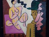 une image représentant un tableau où l'on voit un homme et une femme assis sur un lit
