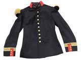 a black military jacket with gold buttons and cuffs