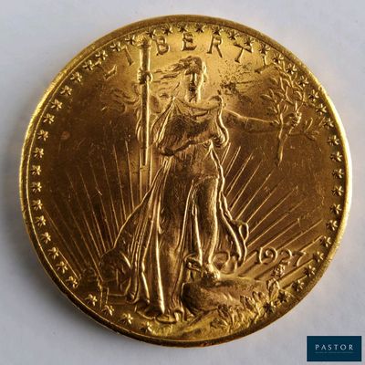 une image représentant une pièce d'or sur laquelle figure une femme tenant un drapeau