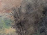 an oil painting of a man riding a horse down a dirt road