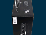 a black box with a white logo on it