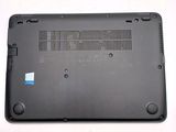 a black laptop with a blue sticker on the back of it