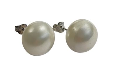 BOUCLES D'OREILLES en argent 925/1000, ornées de 2 perles de… - Photo 1