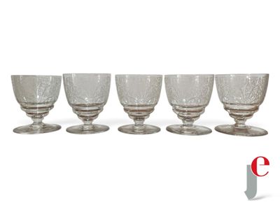 six verres à vin empilés les uns sur les autres sur une surface blanche