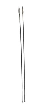 two forks that are next to each other on a white surface