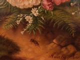 a painting of flowers in a vase on a table