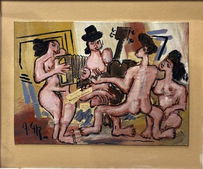 a painting of a group of nudes in a living room