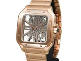 an image of a watch with a rose gold case and a black rubber band