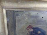 a picture of a painting of a man sitting on a bench