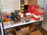 many boxes and boxes of food on a table