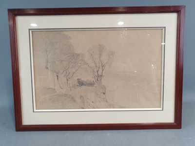 un dessin encadré représentant un cerf dans une zone boisée