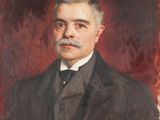un tableau représentant un homme en costume-cravate, portant une moustache