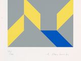 an image of a picture of a blue and yellow geometric design