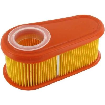 a yellow and orange air filter on a white background