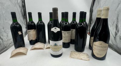 plusieurs bouteilles de vin sont alignées sur une table