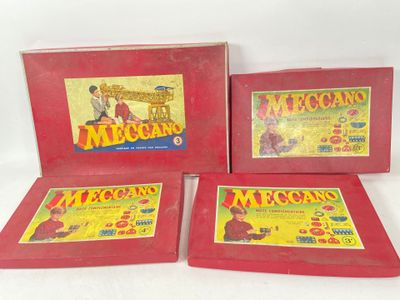 three red boxes with a picture of a man and a woman on them
