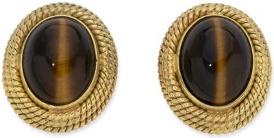 a pair of tiger ' s eye earrings