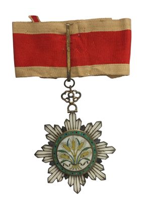une image représentant une médaille entourée d'un ruban rouge
