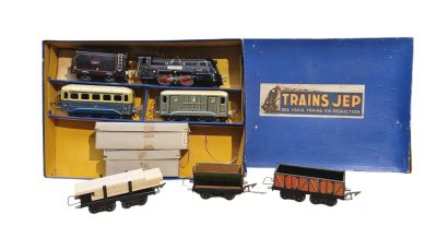 a box with a train set in it on a white background