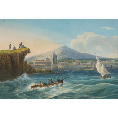 une image d'une peinture représentant des personnes sur un bateau dans l'eau