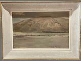an image of a painting of a mountain in a white frame