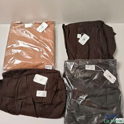 three pairs of men ' s brown, brown, and brown pants