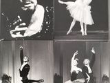 four black and white photos of a man and a woman in ballet costumes