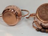 pair of antique copper plated cup holders with handles