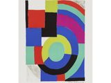 a painting of a colorful abstract design on a white background