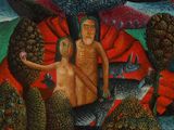 an image of a painting of a man and a woman in a forest