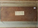 an old picture of a wooden box with a label on it