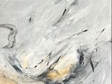 peinture abstraite représentant une tête de vache avec des cornes