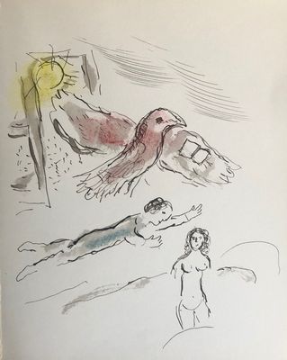 dessin représentant un homme et une femme en train de nager dans l'eau