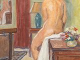 un tableau représentant une femme nue assise devant un miroir