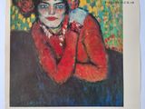une image représentant un tableau d'une femme portant un chapeau rouge