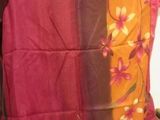 sari en coton tissé à la main, violet et orange, à motifs floraux