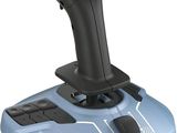 a close up of a joystick on a white background